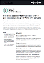 KASPERSKY SECURITY FOR WINDOWS SERVER – DATASHEET
